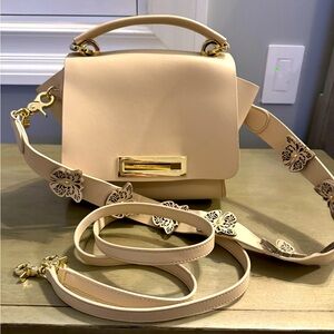 Zac by Zac Posen blush colored small tote with two straps.
